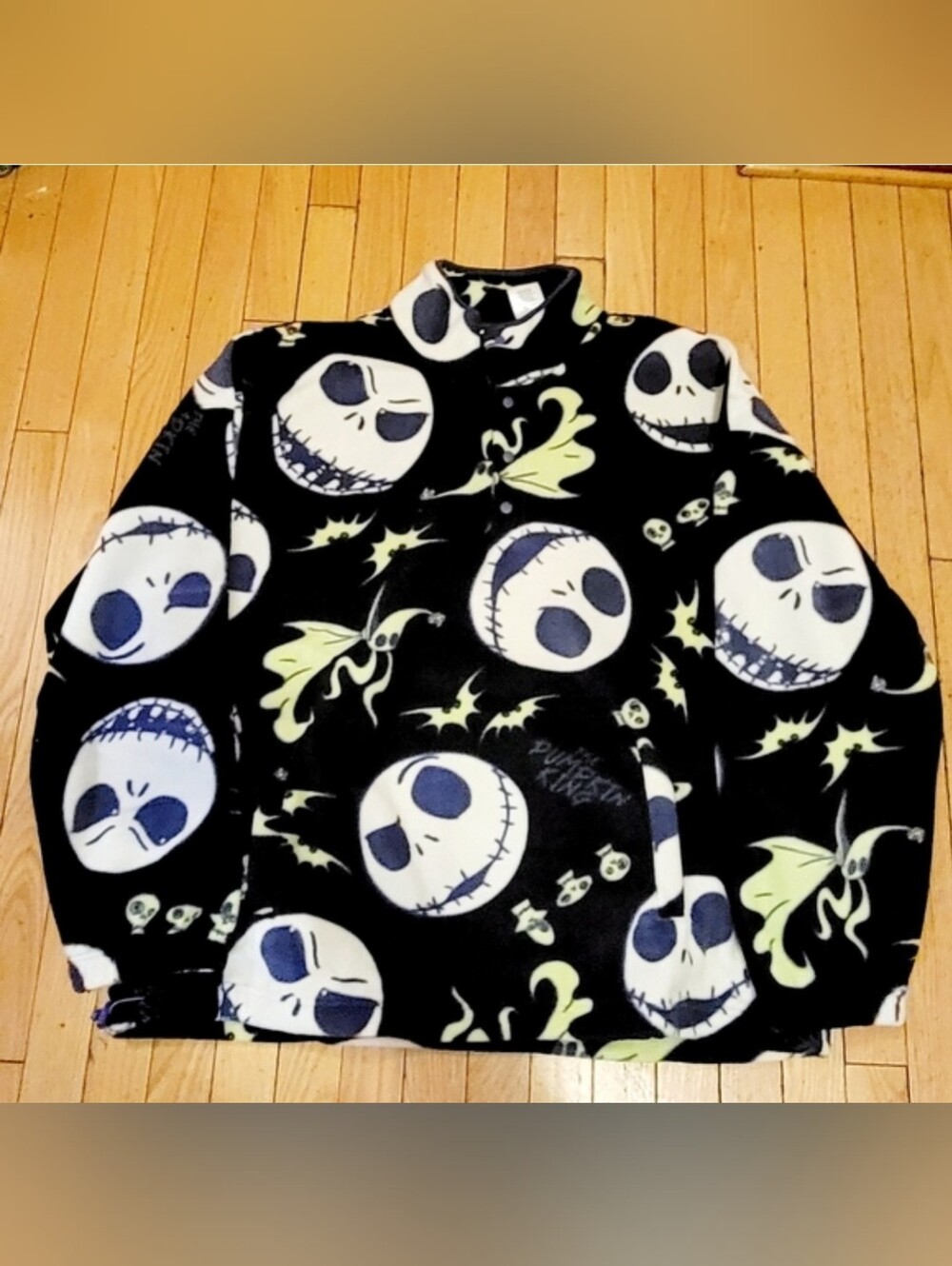 Nightmare Before Christmas Jack Skellington Black Fleece Pullover Size XL
